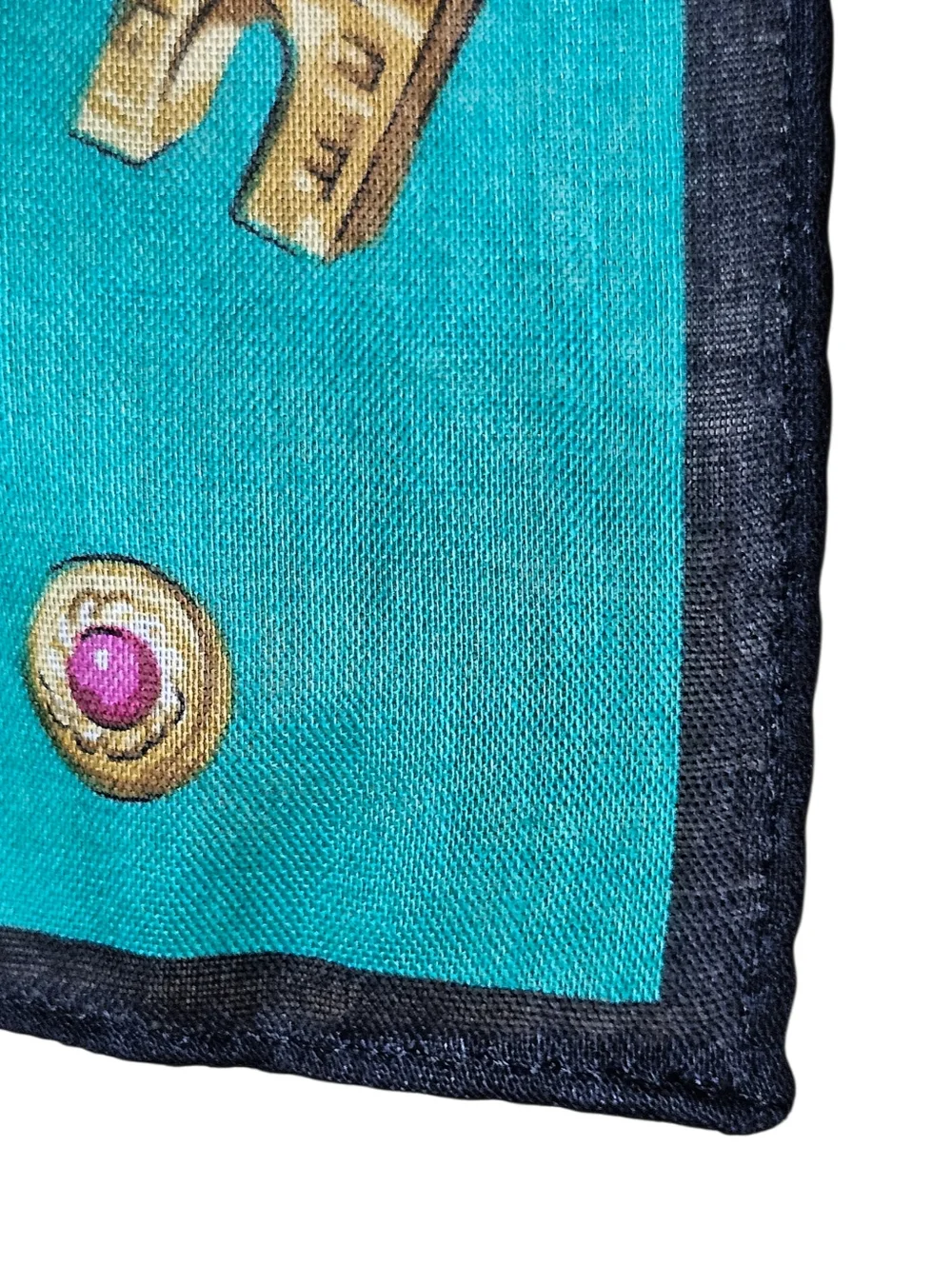 Celine Turquoise Silk Scarf with Gold and Jewel Accents